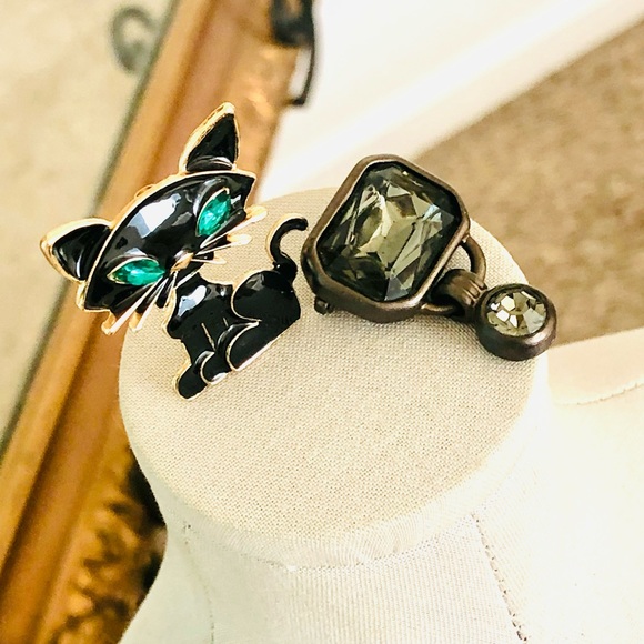 Vintage Black Cat brooch & Crystal Unique Deco Brooch - Picture 11 of 11